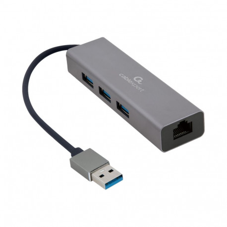 Cablexpert USB AM gigabit-võrguadapter 3-pordilise USB 3.0 jaoturiga A-AMU3-LAN-01