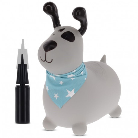 Skoczek gumowy dla dzieci REKSIO 60 cm szary z bandaną do skakania z pompką