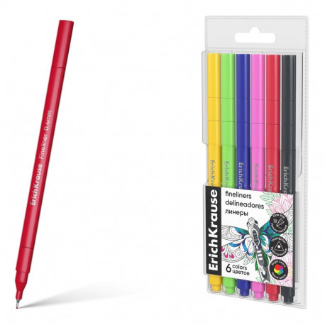 Fineliners ErichKrause Art Spirit 6 colors (in plastic box with hanger)