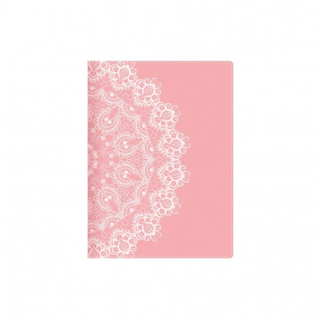 Raamatkalender MINISTER Trend Päev White Lace, spiraalköide, surutrükkpilt kunstnahast kaanel 2026a