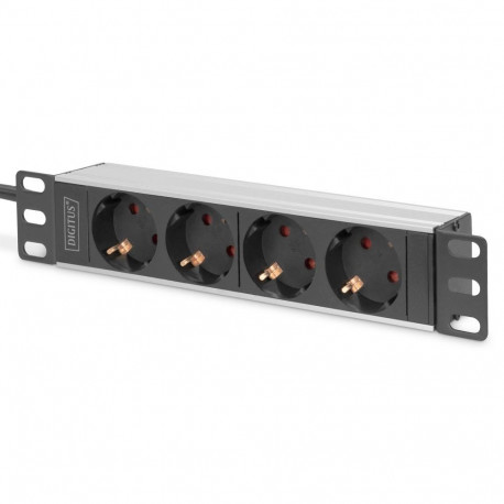 Digitus | 10 Socket Strip with Aluminum Profile, 4-way safety sockets | DN-95418