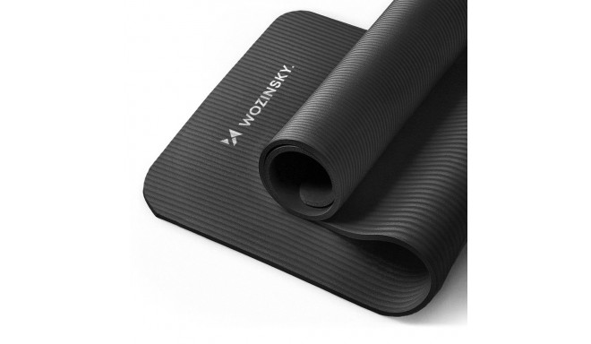 Wozinsky exercise mat 181 x 63 x 0.9 cm thick gymnastic yoga mat black