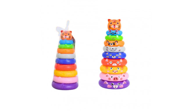 värviline rõngastest püramiid loomakleebistega tiiger