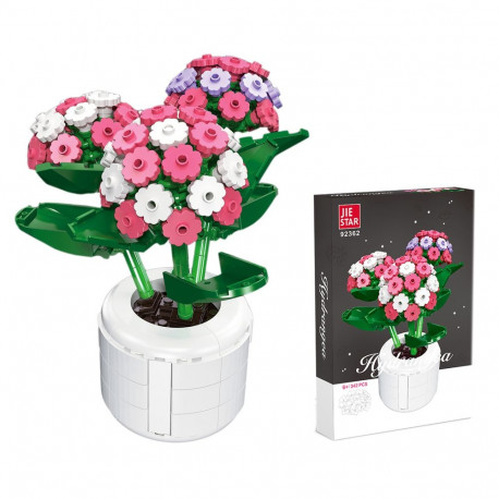 konstruktsioonklotsid roosa hortensia potis 342 tk