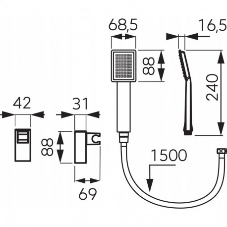 Ferro U170BL-B dušikomplekt POINT SHOWER SET SINUS, must // N.00.SINUS-FERRO-BLACK