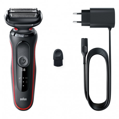 Braun Shaver 51-R1000s Operating time (max) 50 min, Wet & Dry, Black/Red
