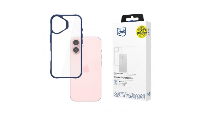 3mk Satin Armor Case+ Blue for Apple iPhone 16 - transparent
