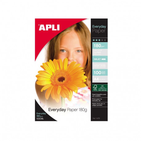 Fotopaber Apli Everyday Paper A4, 180g/m2, 100 lehte/pk, tindiprinterile