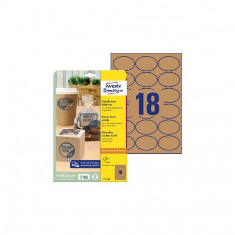 Labels brown kraft 63,5x42,3mm oval
