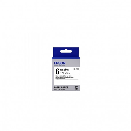 Epson LK-2WBN (C53S652003) Labelling Tape, Standard, Black on White, 6mm 9m
