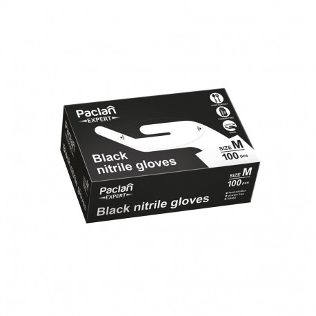 EXP NITRILE GLOVES BLACK 100PCS BOXM