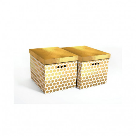FOLDABLE CART BOX2 44X35X32CM GOLD DOTS