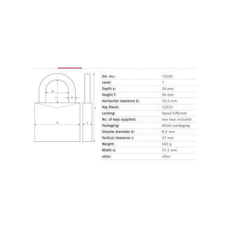 PADLOCK ABUS 79269 57.1X94 MM