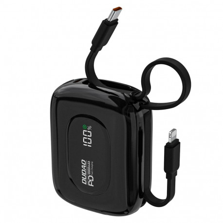 Dudao K32 Powerbank 22.5W 10000 mAh with Built-in USB-C/ Lightning Cable - Black