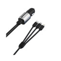 Dudao 3in1 USB car charger 3,4 A built-in cable Lightning / USB Type C / micro USB black (R5ProN bla