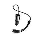 Dudao 3in1 USB car charger 3,4 A built-in cable Lightning / USB Type C / micro USB black (R5ProN bla