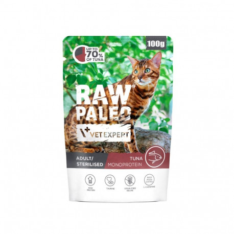 VETEXPERT Raw Paleo Adult Sterilised tuunikala märg kassitoit 100g
