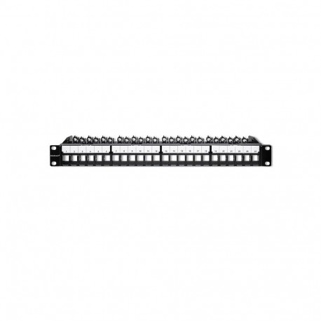 Qoltec 54516 Patch panel for 19'' rack | 24 ports | 1U | UTP | Black