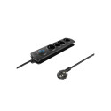 Qoltec 50104 surge protector 4 AC outlet(s) 230 V 1.5 m Black