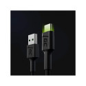 Green Cell USB kaabel - USB-C 120cm rohelise LED-taustvalgustusega ja kiire laadimise toega Ultra Ch