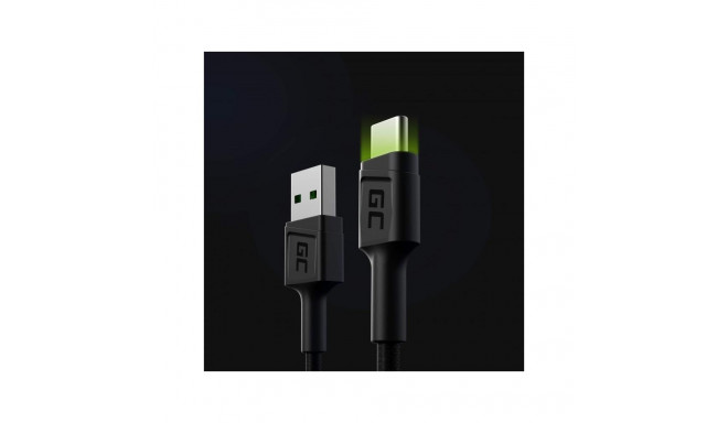 Green Cell USB kaabel - USB-C 120cm rohelise LED-taustvalgustusega ja kiire laadimise toega Ultra Ch