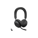 JABRA Evolve2 75 Headset on-ear Bluetooth wireless active noise cancelling USB-A noise isolating bla