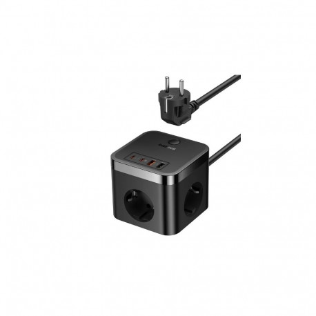 Baseus PowerCombo Cube Power Strip 3AC+2U+2C 30W 1.5m EU Cluster Black