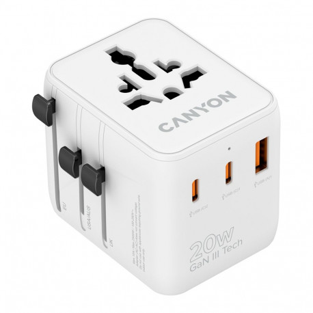 CANYON Travel Adapter OnTour 20 EU/UK/US/AUS 20W White