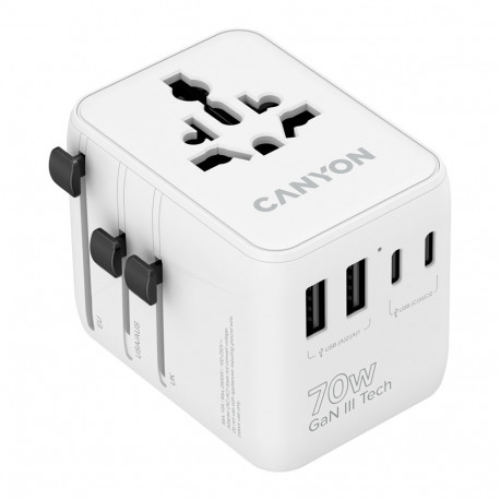 CANYON Travel Adapter OnTour 70 EU/UK/US/AUS 70W White