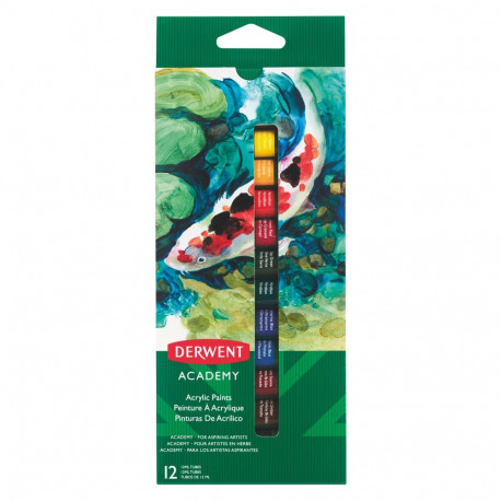 Akrüülvärv Derwent Academy 12ml, 12värvi