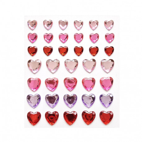 Kristallkleebised - roosad ja punased südamed, 38tk