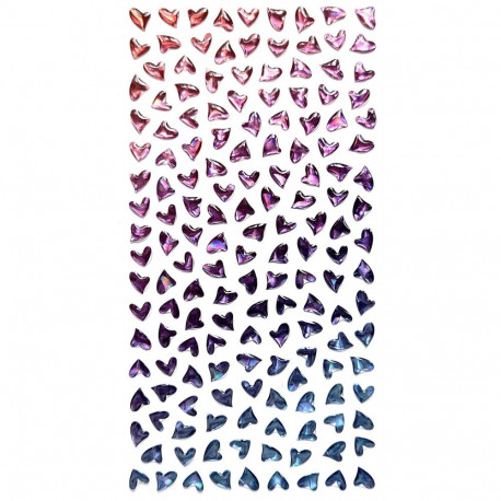 Kristallkleebised - Säravad südamed, roosad ja sinised, 158tk