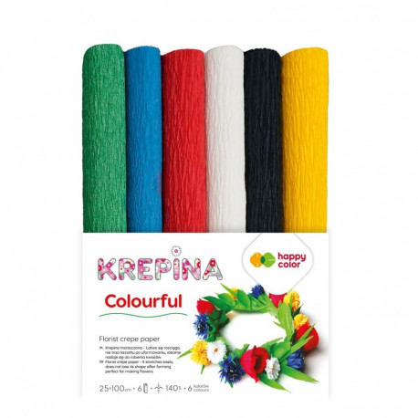 Floristi krepp-paber Colorful - 6 värvi, 40g, 25x100cm