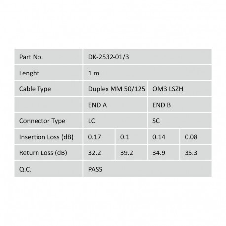 DIGITUS Fiber Optic Patch Cord, LC/SC Multimode 50/125 µ, OM3, Duplex, 3m