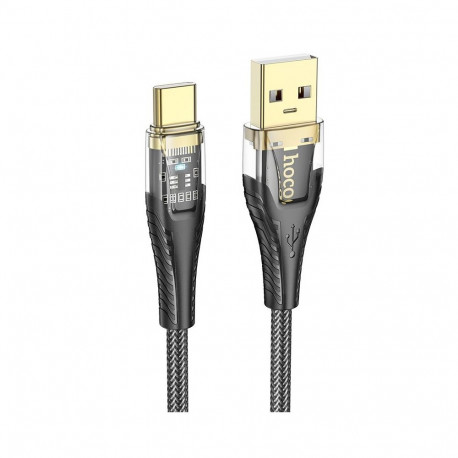 Cable USB A to USB C Hoco 2,4A 1,2 m U121 black transparent