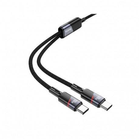 Cable 2in1 USB C to USB C / USB C Hoco 5A 100W 1,2 m U139 black