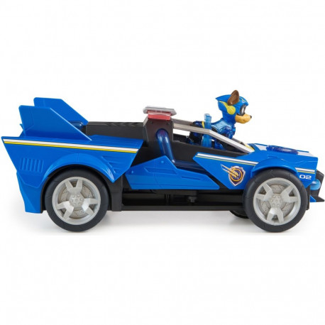Spin Master Paw Patrol: The Mighty Movie, Chase's Deluxe Superhero Rocket Vehicle, Toy Vehicle (Blue