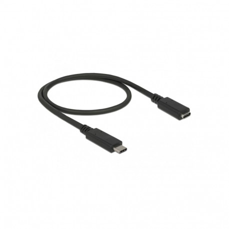 USB 3.2 Gen 1 Verlängerungskabel, USB-C Stecker > USB-C Buchse (schwarz, 0,5 Meter, SuperSpeed)