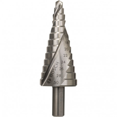 HSS-Stufenbohrer, Ø 6mm - Ø 30mm (13 Stufen, mit Spiralnut)