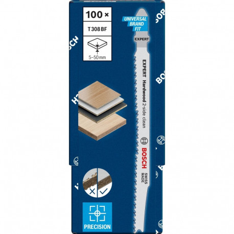 Expert Stichsägeblatt T 308 BF 'Hardwood 2-side clean' (100 Stück)