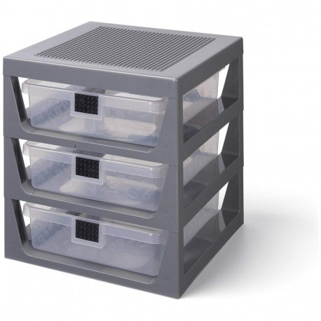 Room Copenhagen LEGO drawer shelf set of 3, storage box (grey)