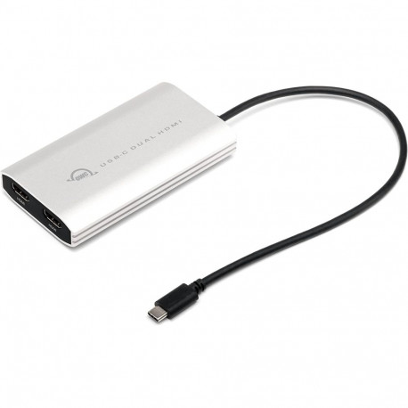 Adapter Thunderbolt 3 topelt HDMI 4K DisplayLink 26cm, hõbe/must