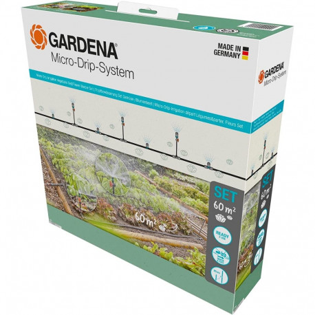 GARDENA Micro-Drip-System drip irrigation set vegetable/flower bed 60m2, dripper (black/grey, model 