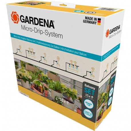 GARDENA Micro-Drip-System drip irrigation set balcony, 15 plants, drippers (black/grey, model 2023)
