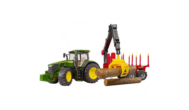 Bruder John Deere 7R 350 m forwarding trailer, model vehicle (green/red, incl. 4 tree trunks)