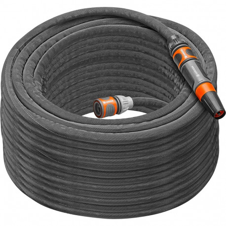 Gardena Textile Hose Liano Life 1/2, 30 meter set (dark grey/orange, model 2023, incl. cleaning nozz