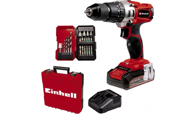 Einhell Cordless Impact Drill TE-CD 18/2 Li-i +22, 18V (red/black, Li-Ion battery 2.5Ah, case E-Box