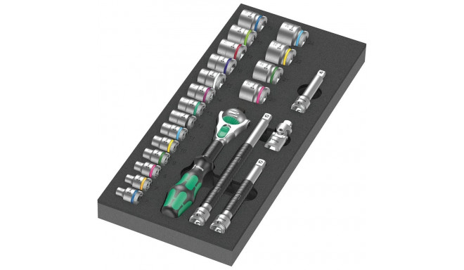 Wera 9721 foam tray 8000 B Zyklop ratchet 3/8" set 1, 23 pieces, tool set (black/grey, ratchet and s