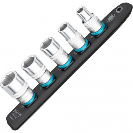 SmartRail 1/2" Steckschlüsseleinsatz-Satz Sechskant, 5-teilig (schwarz, SW 10 - SW 22, kurz)