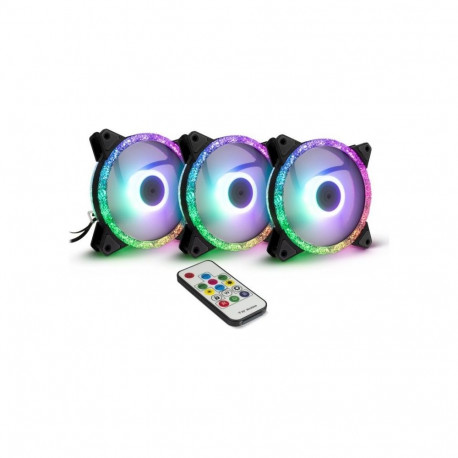 Argus RS-07 RGB Set120x120x25 (schwarz, 3er Set inkl. Fernbedienung, 120 mm)